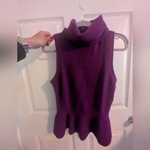 White House Black Market Deep Purple Sleeveless Turtleneck Sweater